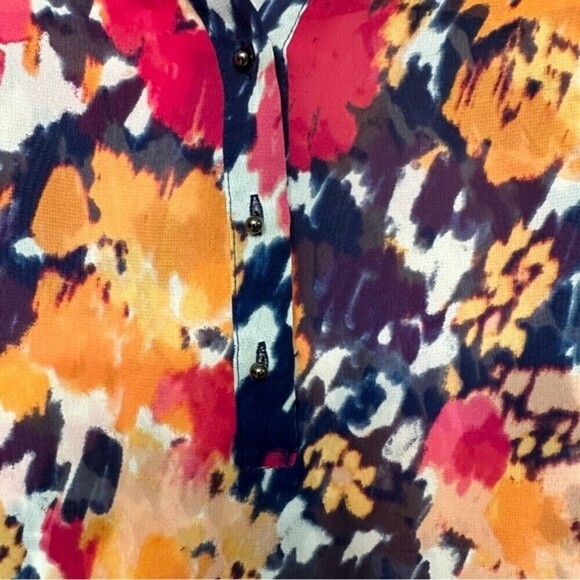 Liz Claiborne Watercolor Floral Abstract Long Sleeve Blouse Size Small - Picture 11 of 14